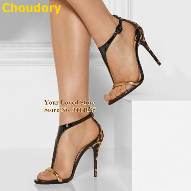 Choudory/женские пикантные леопардовые босоножки на тонком высоком каблуке