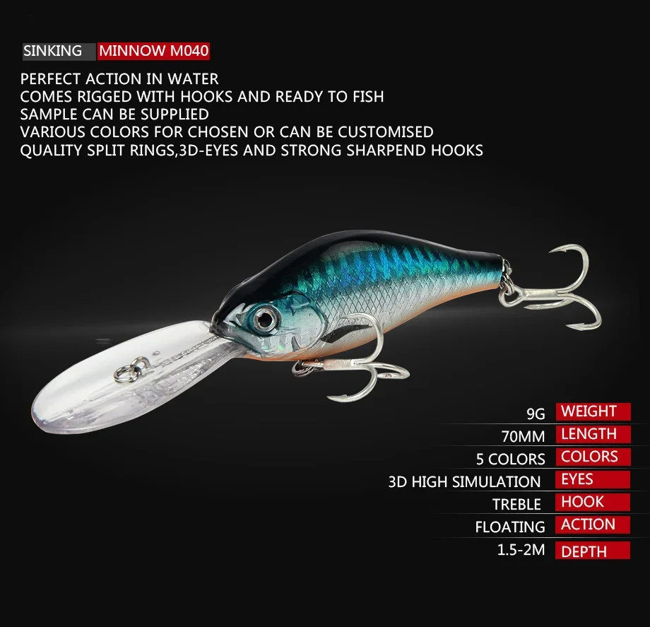 Crankbait 70 мм Вес: 9 гр рыболовная приманка swimbait качели шум вибрации приманки