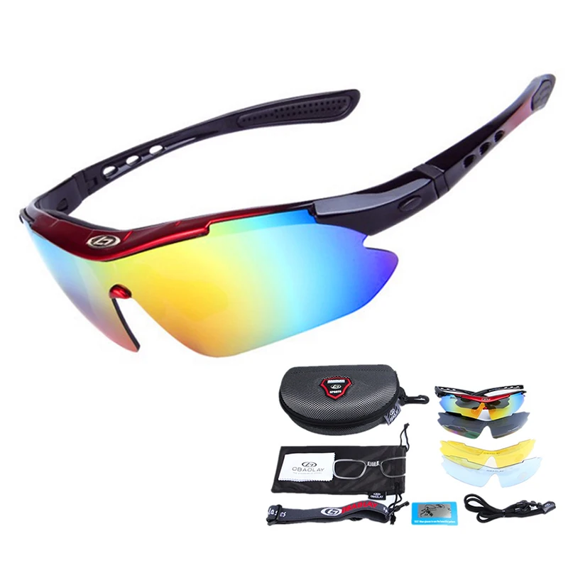 Поляризованные велосипедные очки для мужчин и женщин с 5 сменными линзами сумка