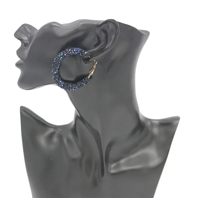 Большие круглые серьги BTWGL с кристаллами в Корейском стиле женские модные ретро