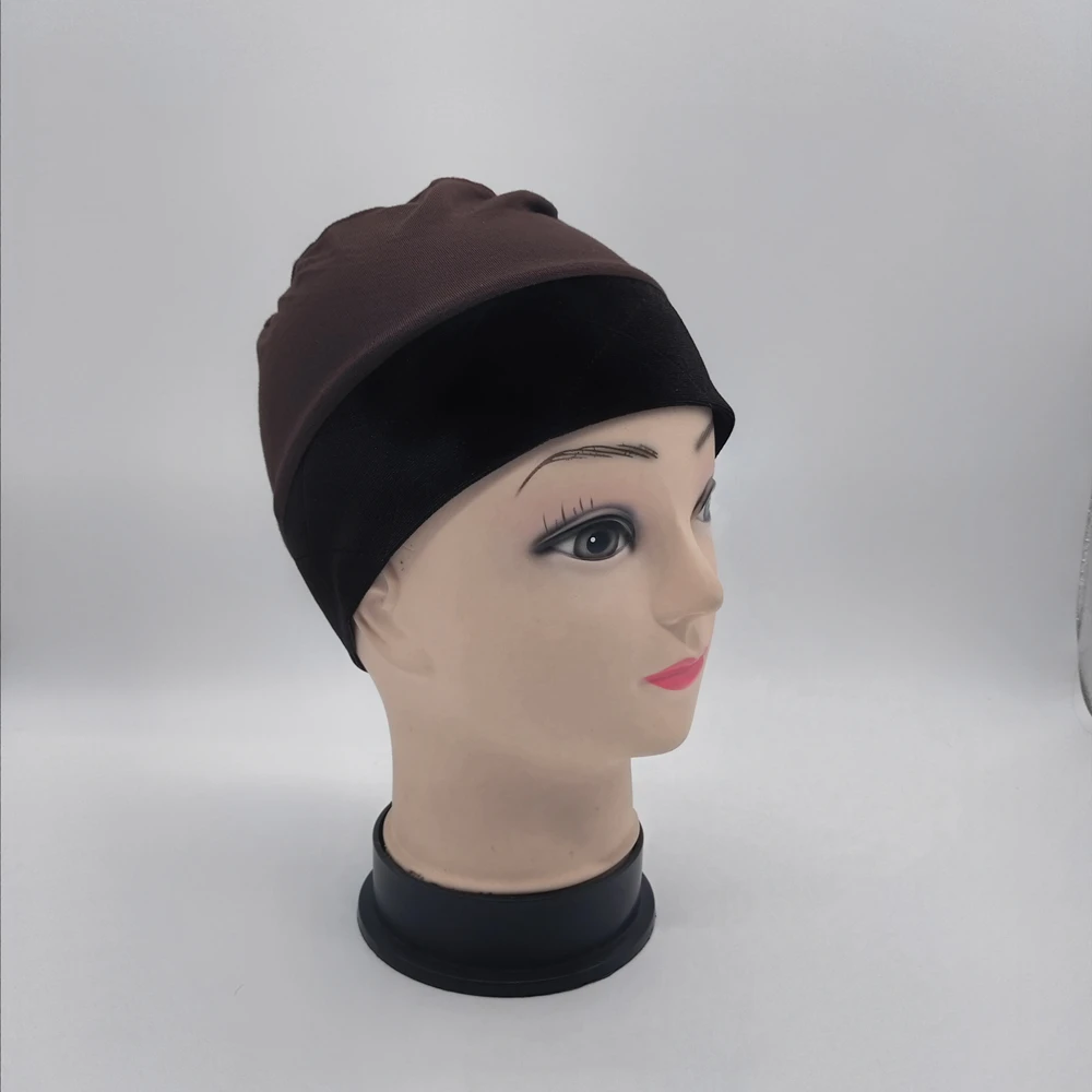 11.11 SALE Brown color wig grip cap with velvet headband around for cancel patients comfortable and elastic caps