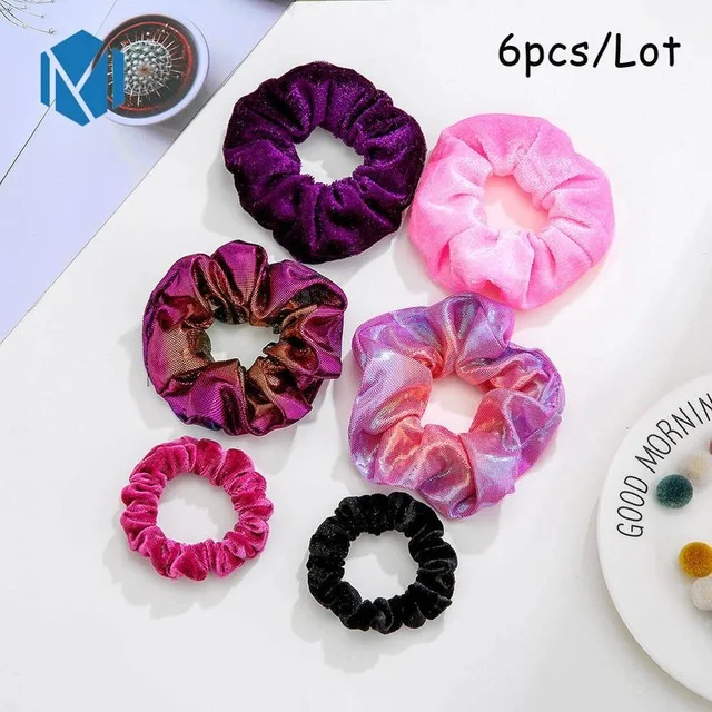 6pcs purple 1 шт. блестящая металлическая эластичная резинка для волос с лазером для женщин и девочек, резинки для волос, держатель для конского хвоста, повязка на голову, аксессуары для волос - Цвет: 6pcs purple