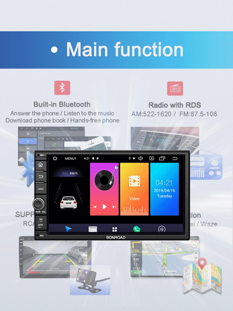 Bonroad Автомобильный мультимедийный плеер для 2 двойных Din для Nissan Android 9,0 2G+ 16G Wifi радио 4G видео gps MP3 сенсорный экран(без DVD CD