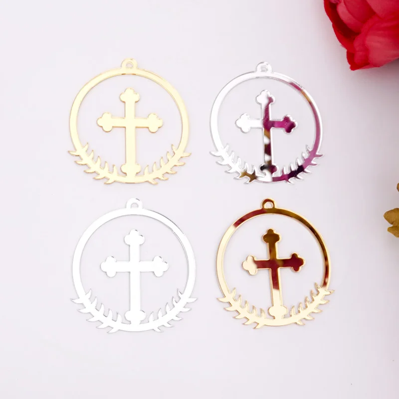 50 шт./лот акриловое зеркало для крещения небольшие круглые Висячие бирки с