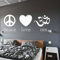 yoga symbol wall decal lettering om peace love decal hinduism art mural bedroom living room wall decoration mind spirit3783