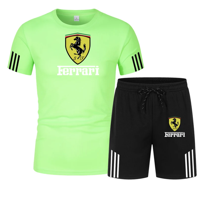 

Casual Sportswear Running Men Set Sporting Suits Short Sleeve Men's T-shirt + Sports Shorts Jogging Quick Drying 2 Piece Clothes