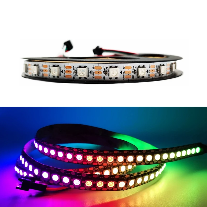 

WS2812B умная RGB Светодиодная лента индивидуально Адресуемая WS2812 Пиксельная фотолента 30/60/144 светодиодов/м белый/черный DC5V