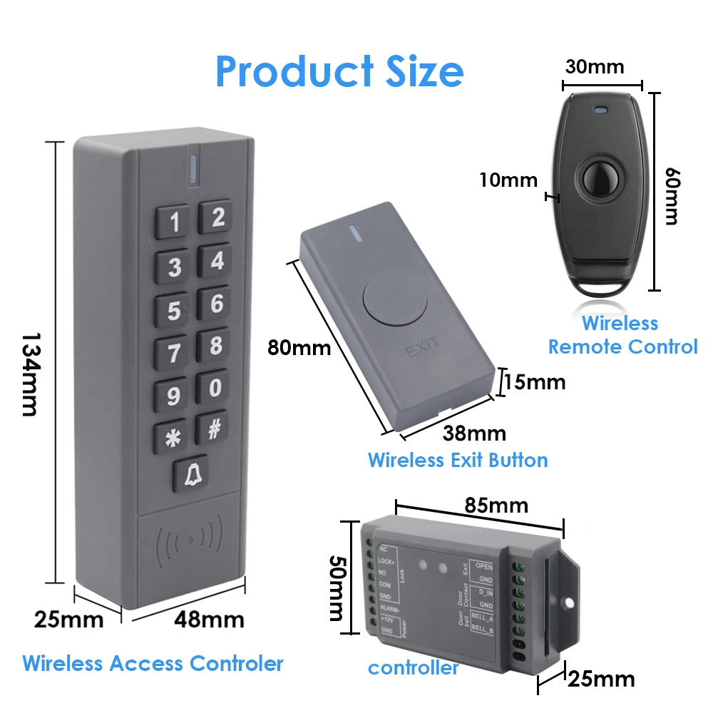

Waterproof Wireless Door Lock Remote Control Access Control 125Khz EM Card RFID Access Control Wireless Keypad Control Reader