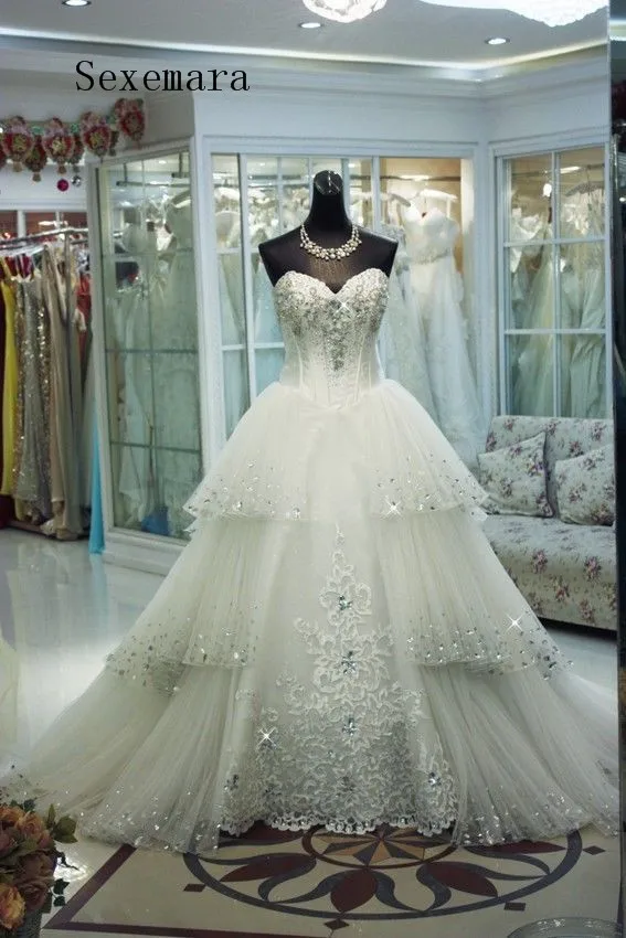 

free shipping 2018 bride long elegant vestidos formal luxury crystal bridal ball gown lace appliques Mother of the Bride Dresses