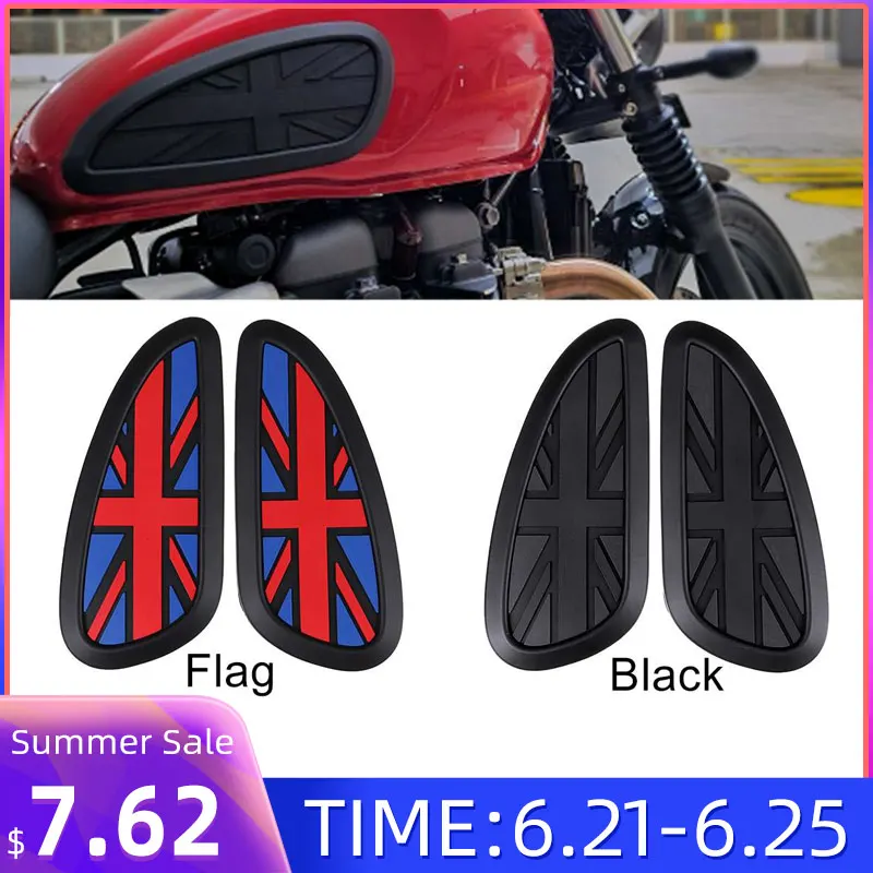 

2PCS 3D Retro Motorcycle Cafe Racer Gas Fuel Tank Rubber Sticker Protector Side Tank Knee Grip Pad Grip Decal