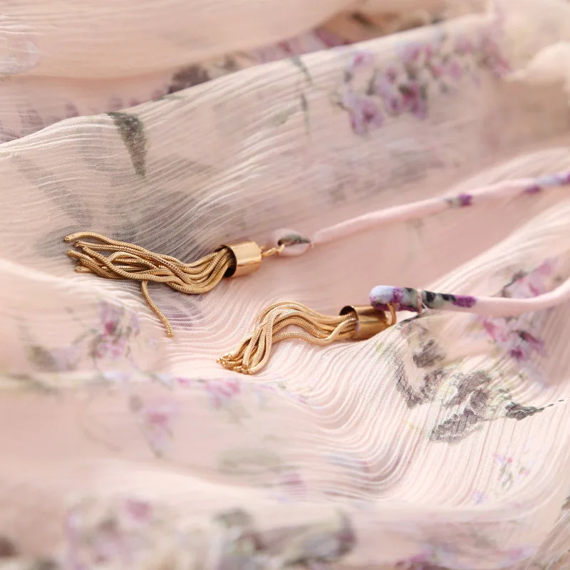 

women's printed silk New dress in autumn