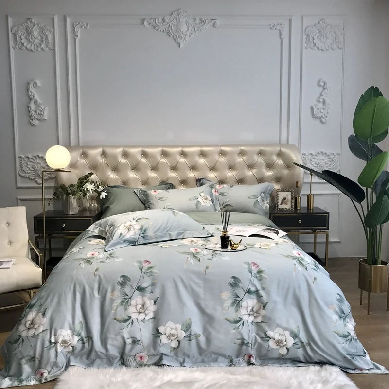 

Vintage Flowers Blossom printed Duvet cover Egyptian Cotton Soft Silky Vibrant Colorful Bedding set Bed sheet Queen King size
