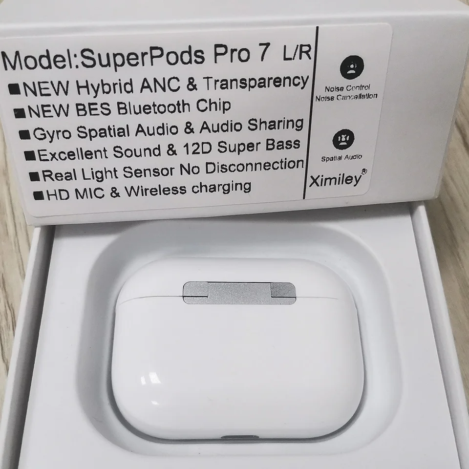 SuperPods Pro 7 наушники вкладыши TWS с 45DB двойной ANC Беспроводной Bluetooth гироскопа