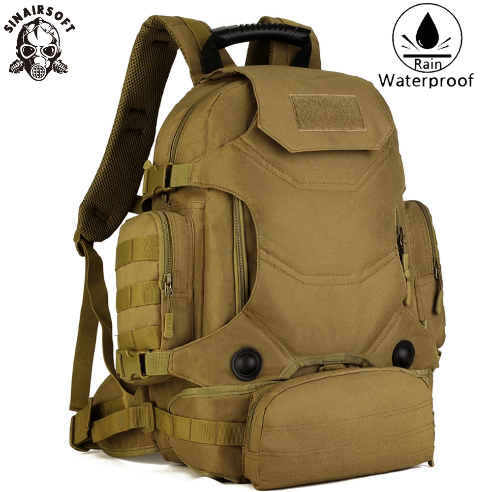 

SINAIRSOFT Men Army Waterproof 45L Military Bag Hike Tactical Backpack Waist Combination Bags Large Capacity Shoulder Rucksack