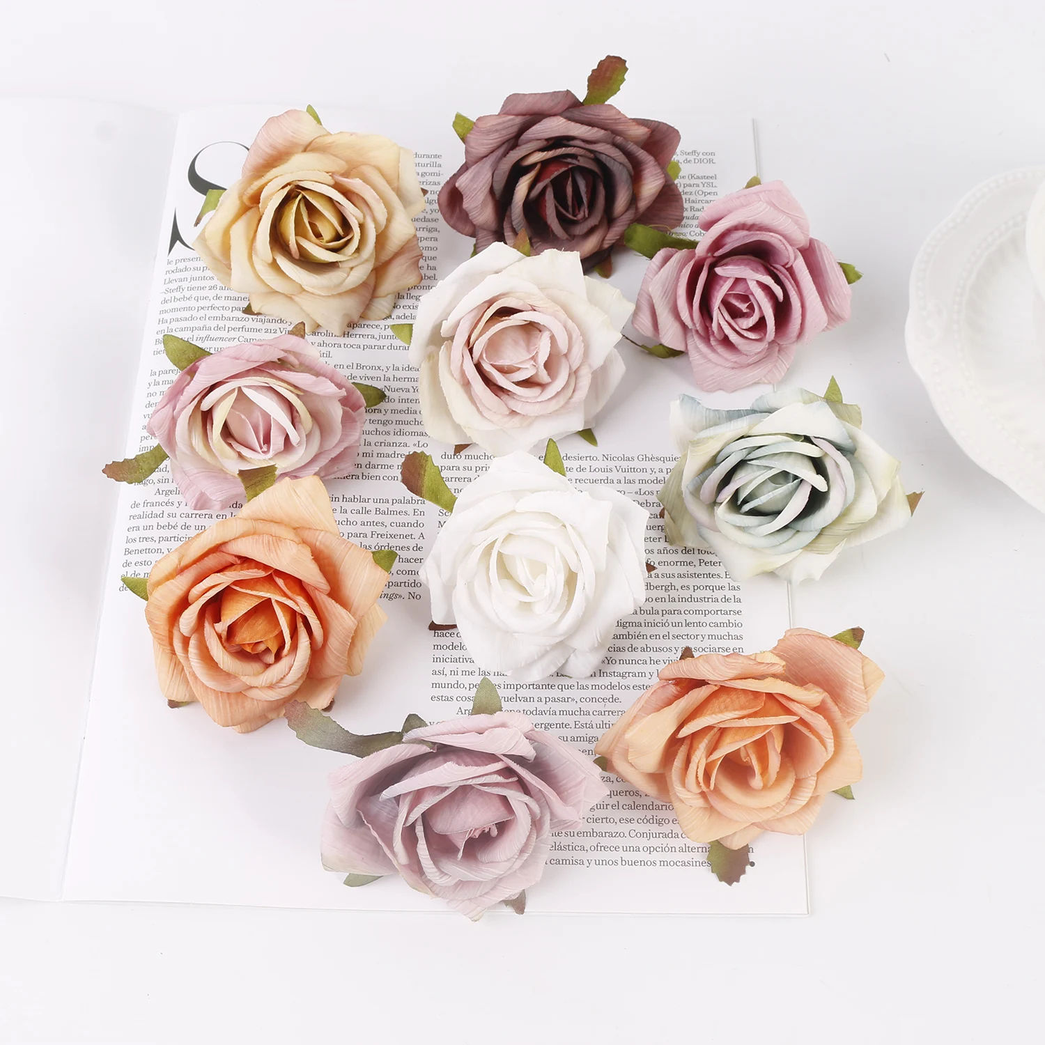 

3PCS 7CM Artificial Rose Flower Head Wedding Birthday Party Home Christmas Decoration Fake Flower Scrapbook DIY Flower