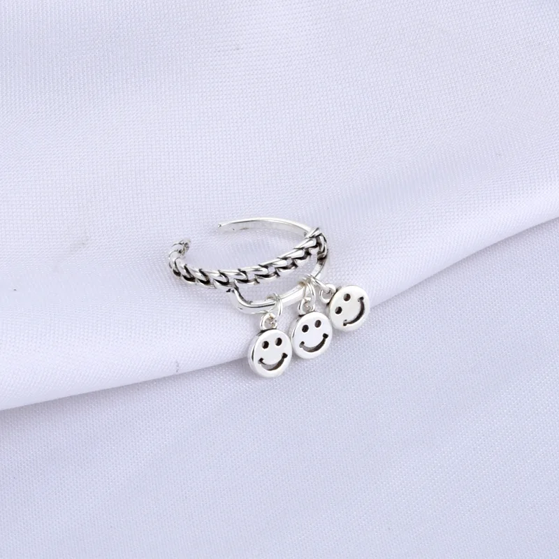 

Vintage Smiling Face Rings Simple Fashion Punk Rings for Women Opening Adjustable Ring Trend Irregular Jewlery Accessories Gifts