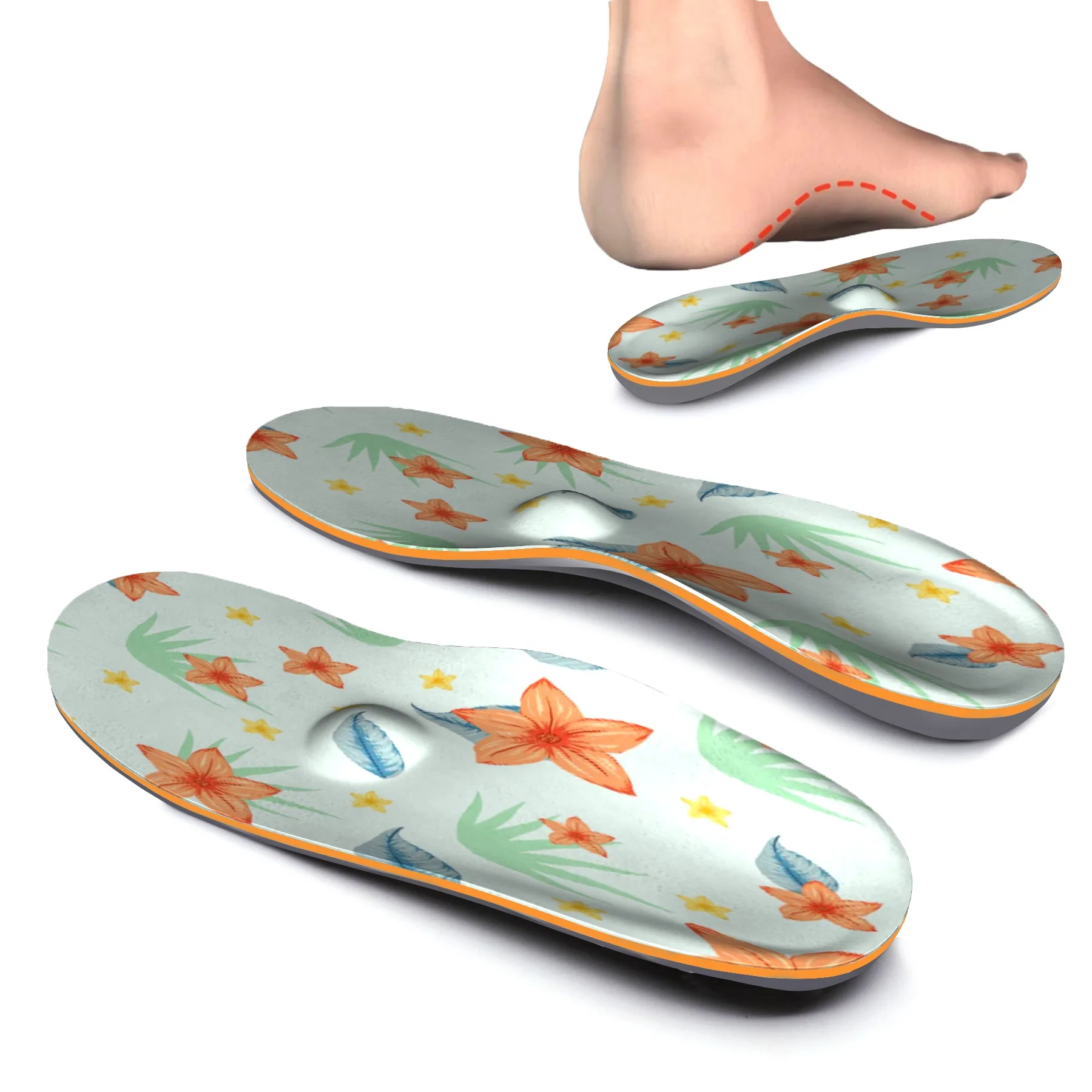 Flower Design Orthotic Comfort Insoles Relief Foot Pain  for Heel, Arch,Ball of Foot with Arch Support Inserted Insole