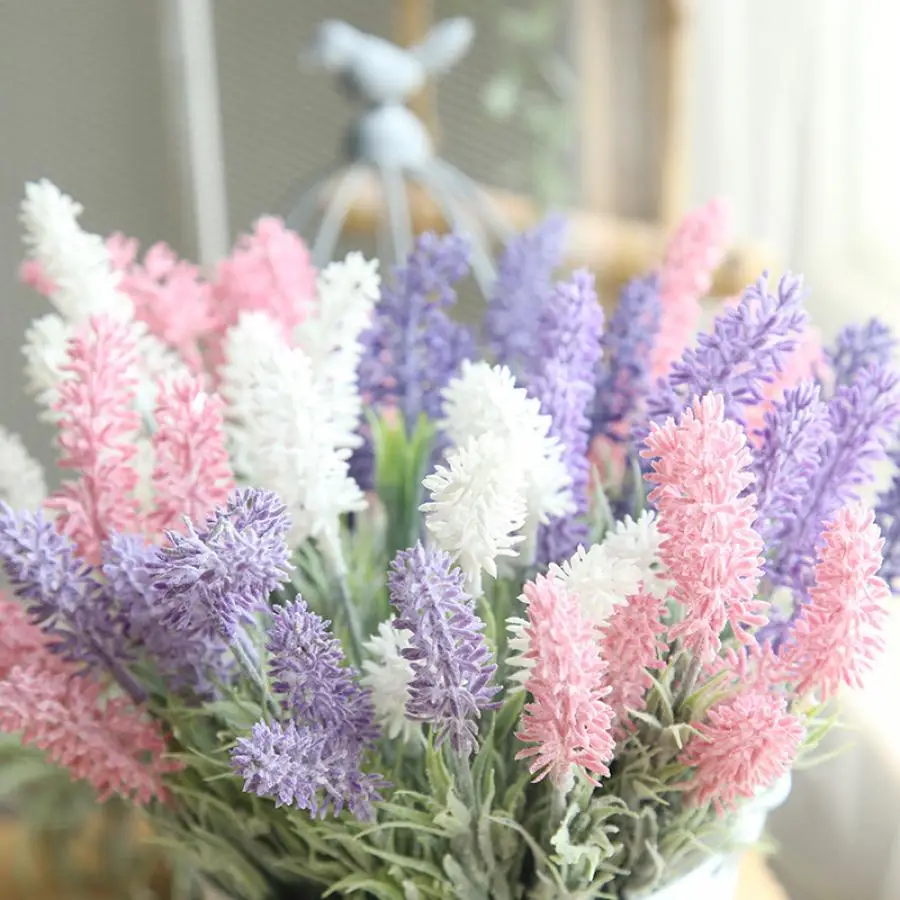

Romantic Provence Lavender Foam Artificial Flowers Christmas Fake Plants Silk Flores Wedding Home Garden Table Autumn Decoration