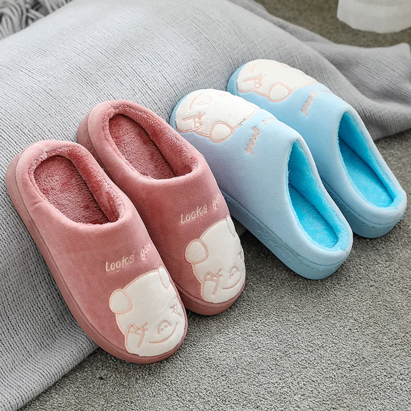 Симпатичные Зимние Хлопковые женские тапочки для пары теплые зимние плоские