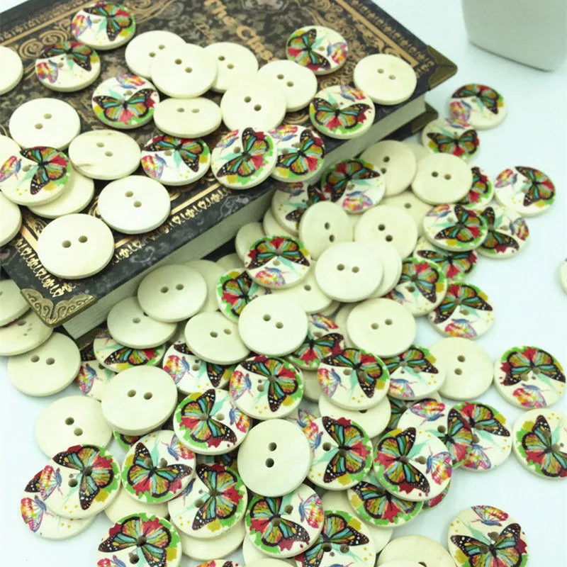 100 шт. деревянные круглые пуговицы для шитья или скрапбукинга|Пуговицы| |