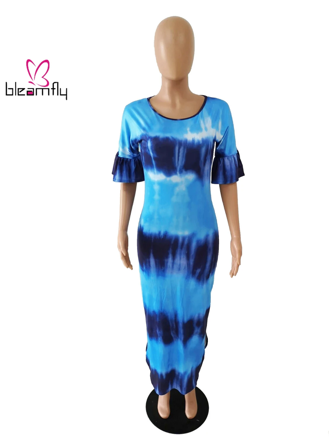 Новинка 2019 женское летнее сексуальное платье в полоску с принтом Tie Dye Тонкое