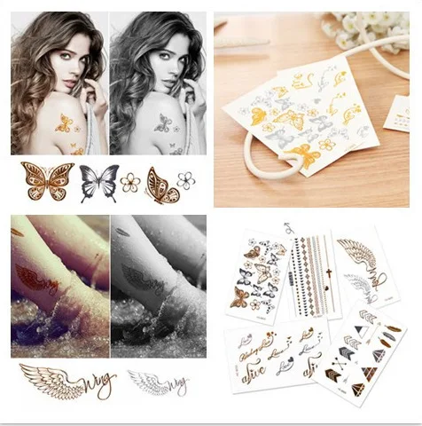 12 стилей бабочки Крылья татуировки стикер s штамповки девушки временные
