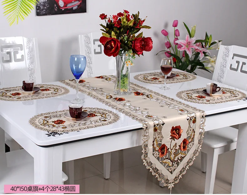 Новинка роскошный кружевной круглый коврик для стола с вышивкой искусственная