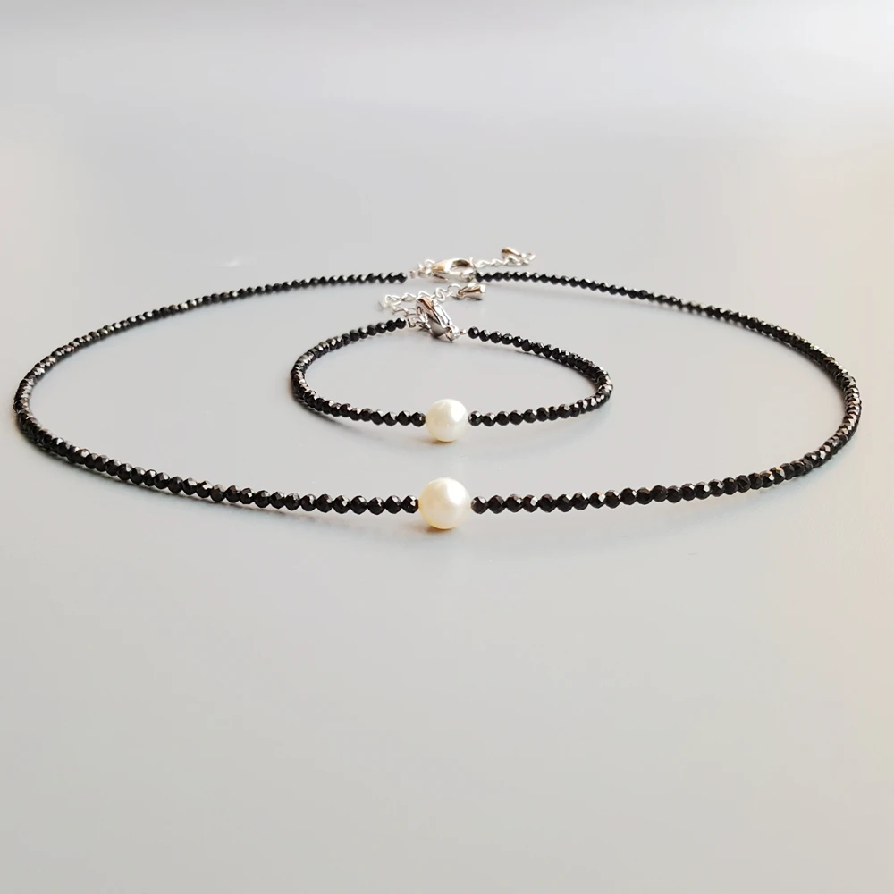 Ожерелье чокер с бусинами и натуральным камнем|Ювелирные наборы| |