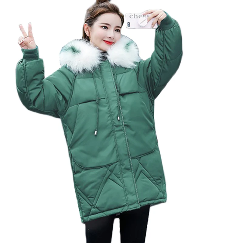 Женская зимняя куртка размера плюс Повседневная Свободная толстая пуховая парка
