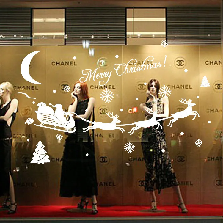 

Sika оленья упряжка Рождественская старинная резная Настенная Наклейка