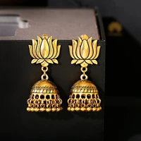 retro indian lotus flower gold carved bell tassel earrings 2020 gypsy fashion jewelry boho ethnic drop dangle earrings for women