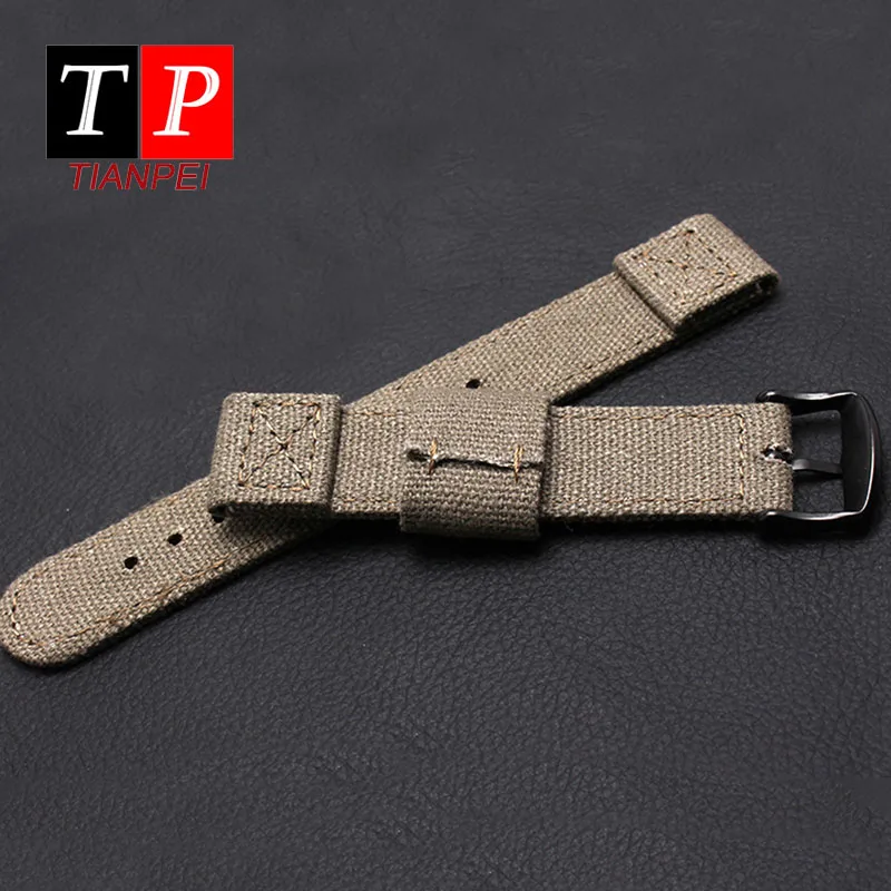 Nylon watch strap for 18mm 20mm 22mm thickened canvas bracelet sports waterproof men replace watch band comfortable