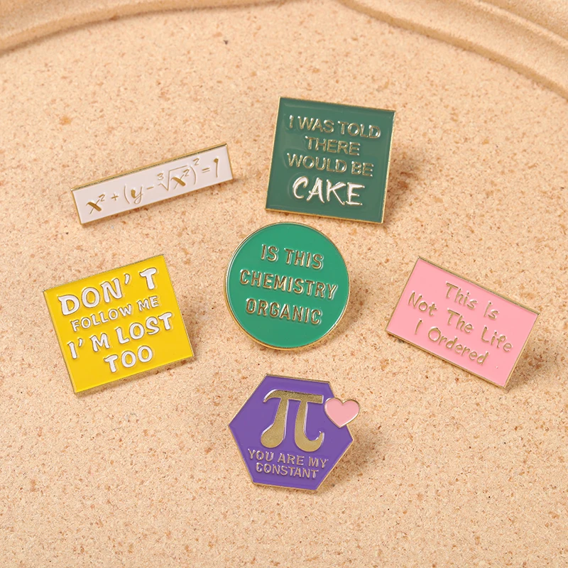 

Science Dialogue Sentences Enamel Pins Badge Quote Mathematical Formula Brooches Backpacks Lapel Pin Jewery for Friend Wholesale