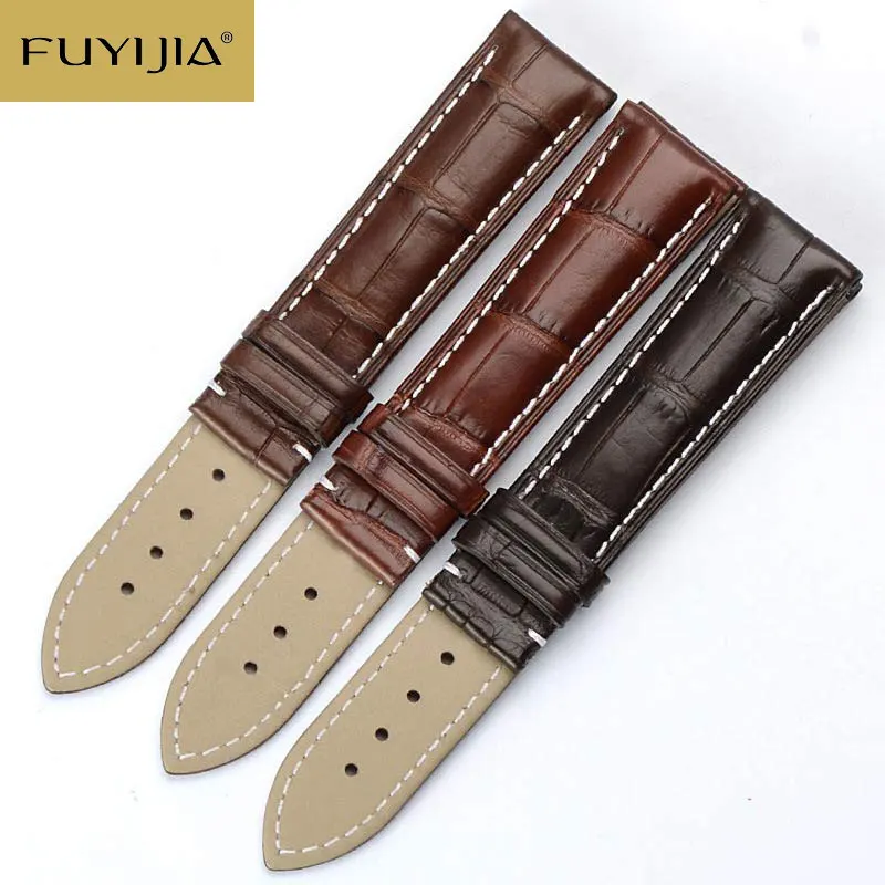 

FUYIJIA Custom CLASSIQUE Strap Crocodile Skin Watchbands 18MM 20MM 22MM American Alligator Watch Band Men Women Leather Belt 19