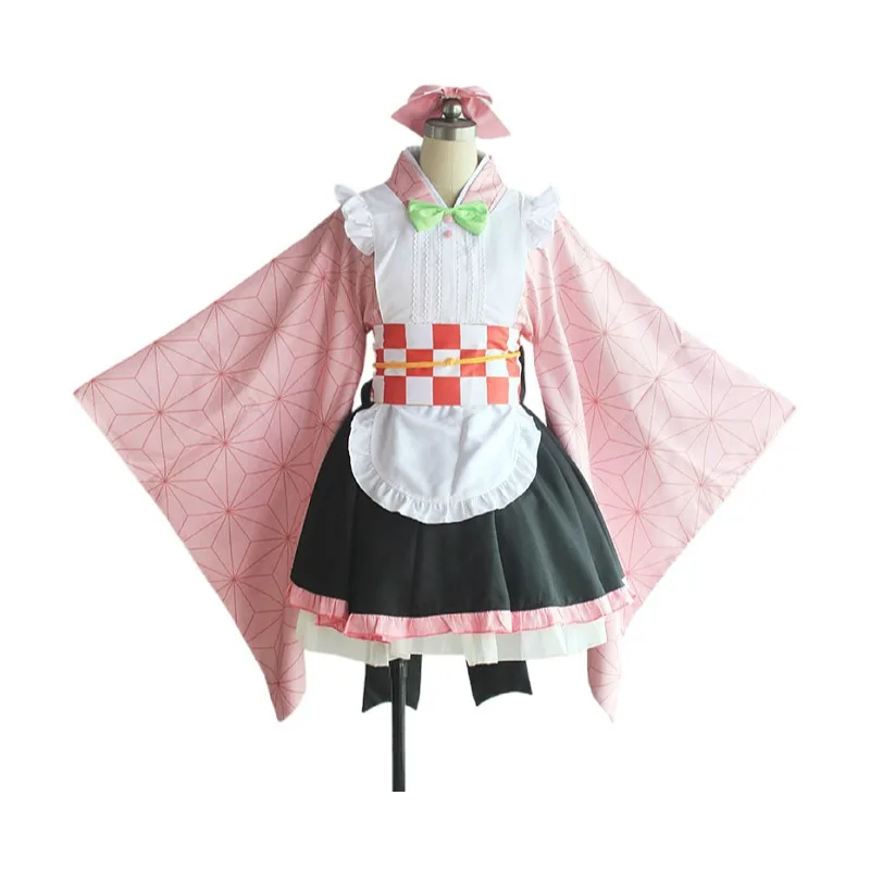 

Anime Demon Slayer No Yaiba Cosplay Costume Kochou Shinobu Kamado Nezuko Lolita Japanese Dress Kimono Maid Uniform Suit