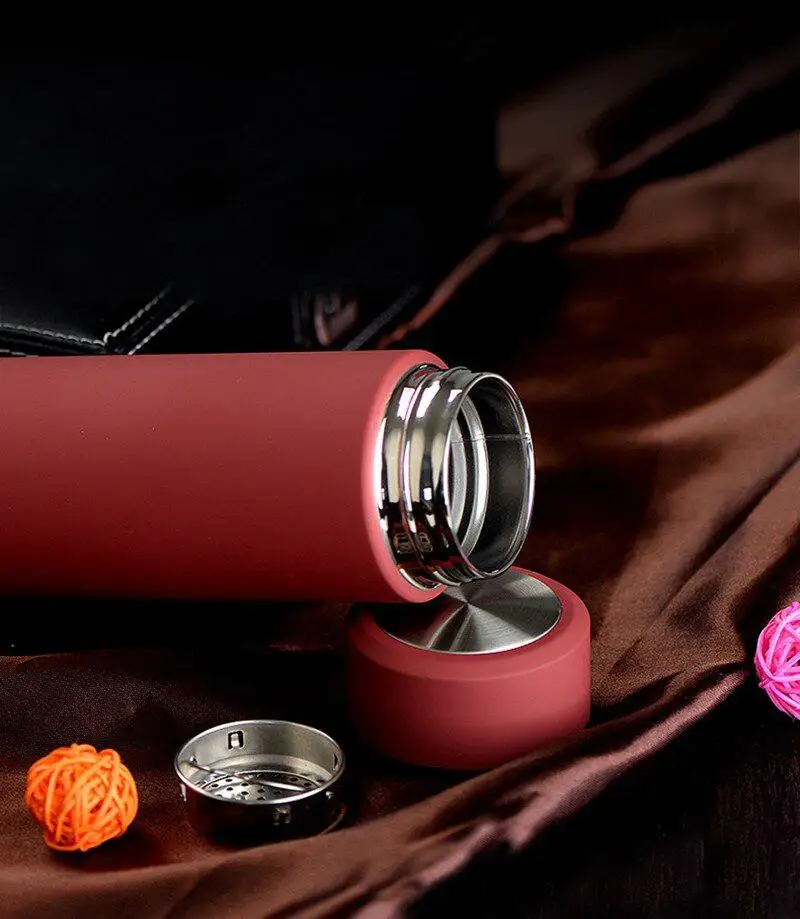 Синяя бутылка для воды из нержавеющей стали 500 мл с вакуумной изоляцией широким