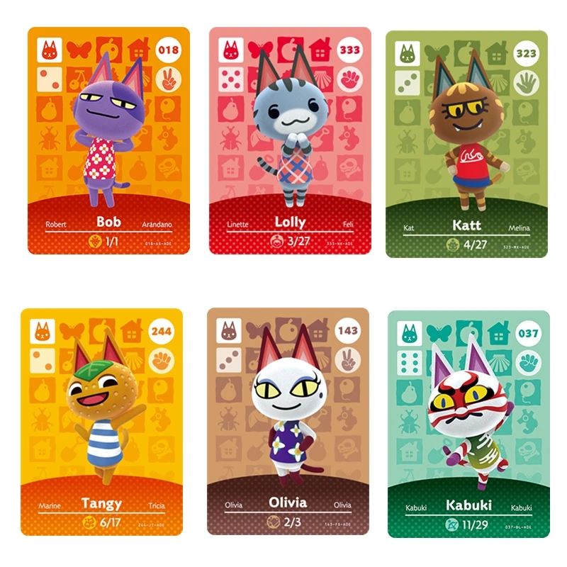 

22pcs Cats Animal Croxxing Villagers ACNH NFC Game Cards Bob Lolly Ankha Rosie Punchy Ntag215 Tags NS Switch WiiU