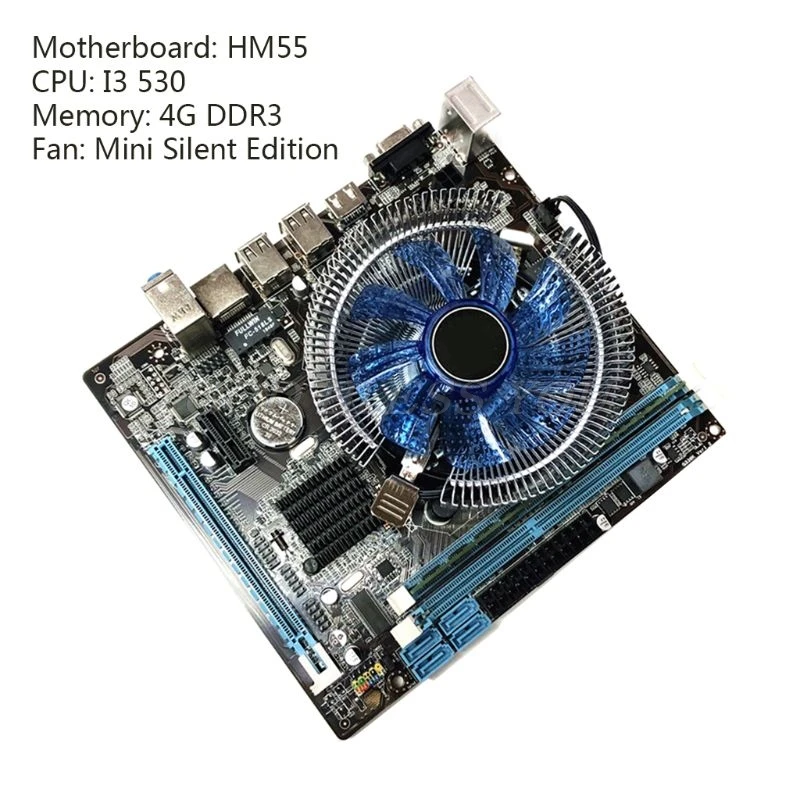 

HM55 Desktop Motherboard 1156-Pin Network Card 4G DDR3 Silent CPU Cooling Fan Gaming Computer PC Mainboard