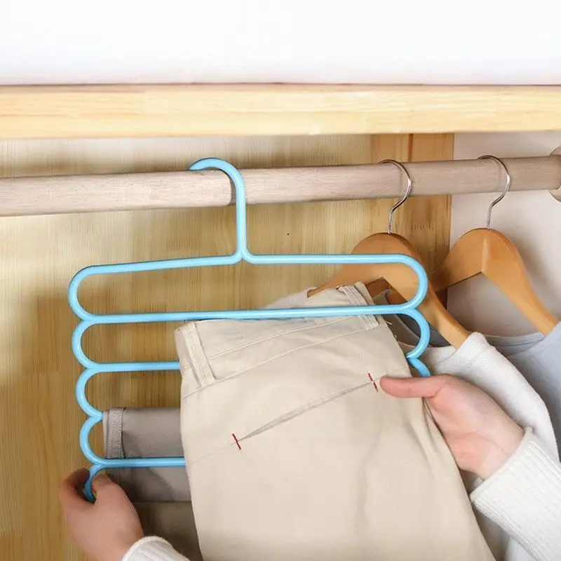 

Multi-functional 5 in 1 Trouser Storage Rack Adjustable Pants Tie Storage Shelf Closet Organizer Stainless Steel Clothes Hanger