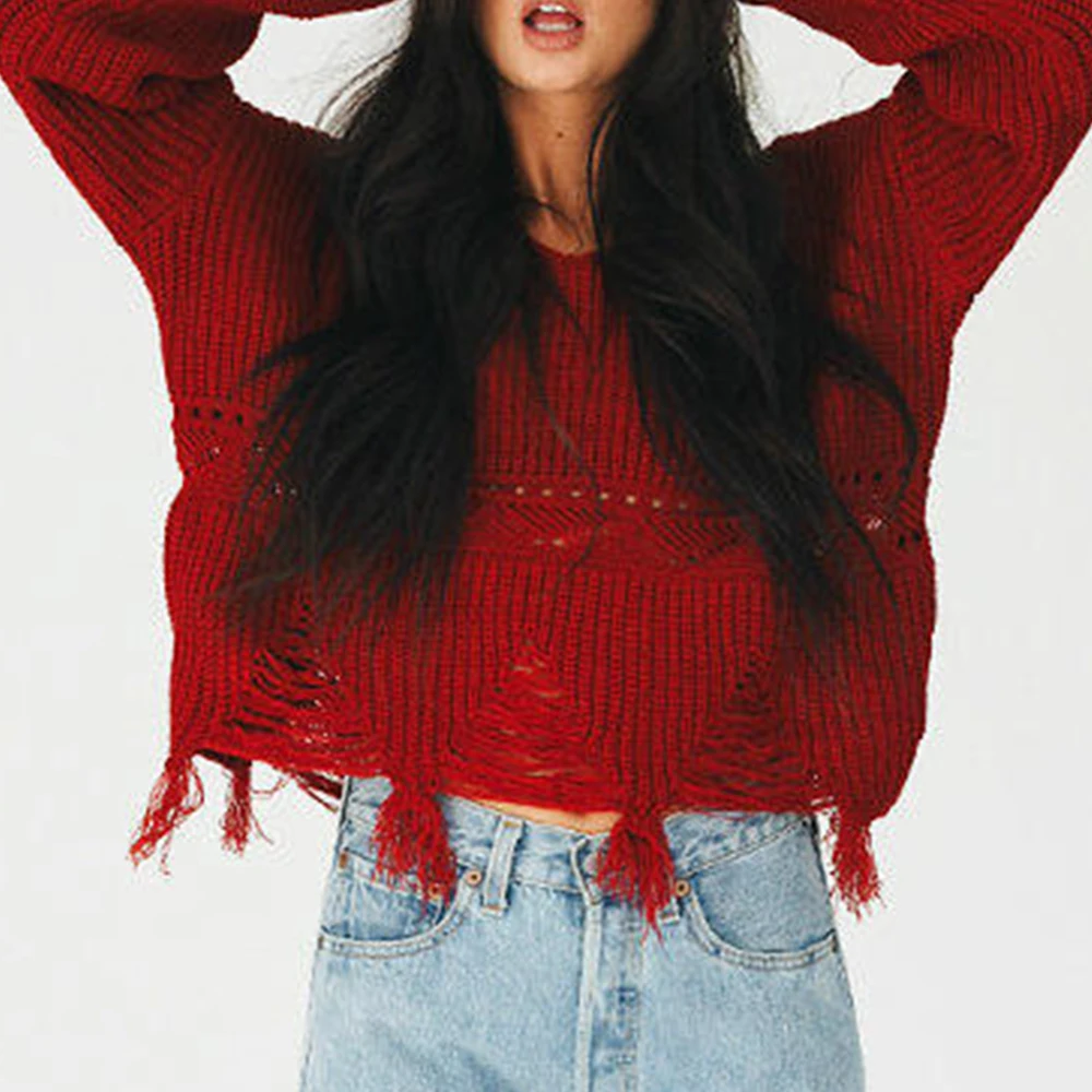 Женский Повседневный пуловер свободного покроя с v-образным вырезом и длинными