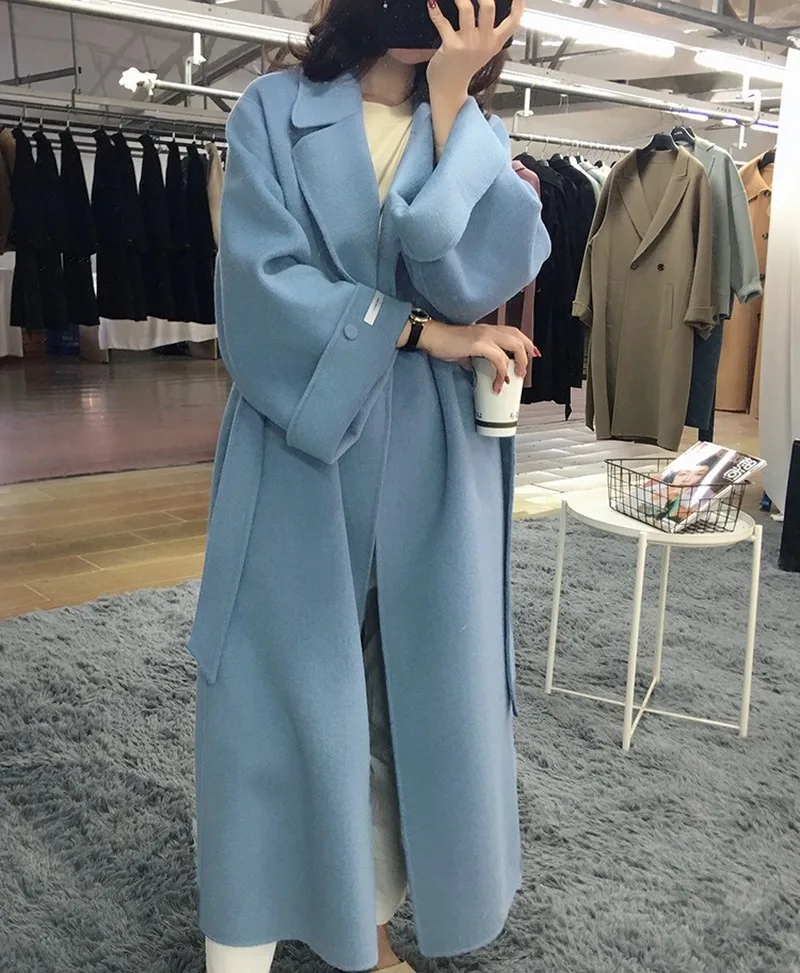 Пальто женская одежда 2019 корейское элегантное двухстороннее шерстяное пальто