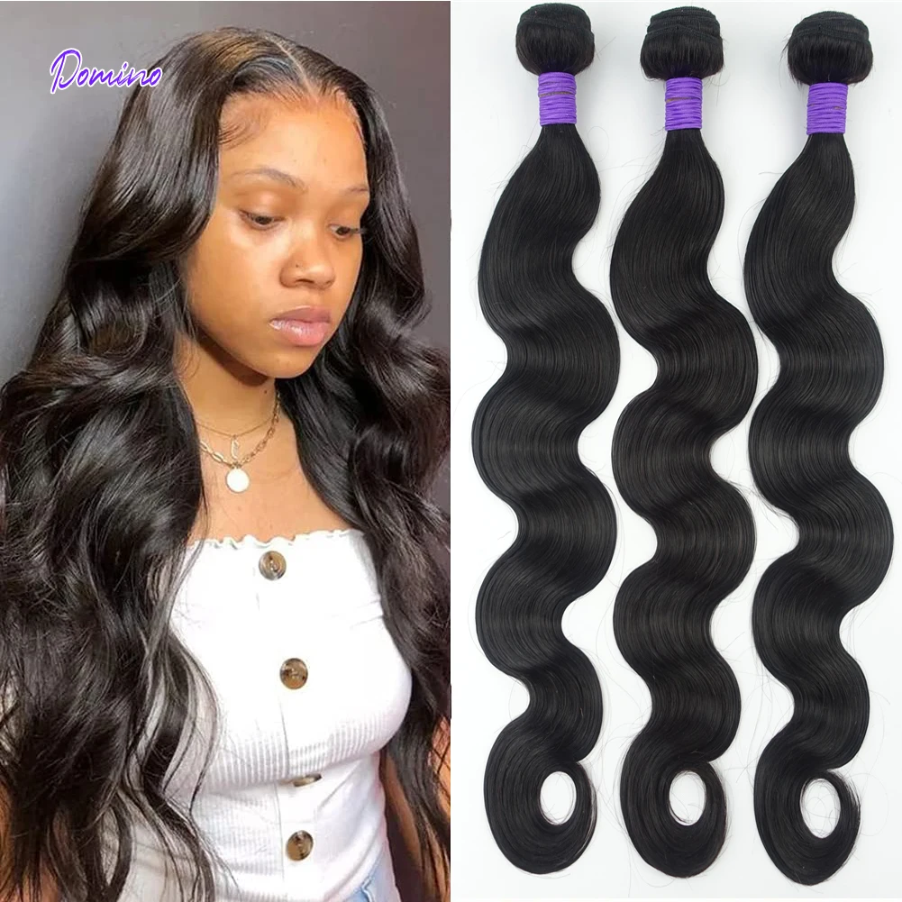 

DOMINO Body Wave Bundles Brazilian Hair Weave Bundles 1/3/4 PCS Human Hair Bundles Natural /Jet Black 8-30"Remy Hair Extensions