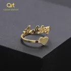 Персонализированное кольцо с наполнителем и именем сердца, Cutomized уникальное кольцо, для девушки, жены, матери, подарки, эффектные украшения, регулируемые кольца