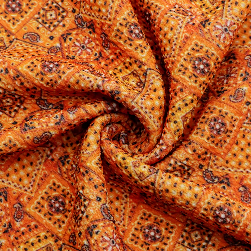 Пейсли Печатные пули трикотаж ткань текстурированная Ливерпуль 4 Way стрейч