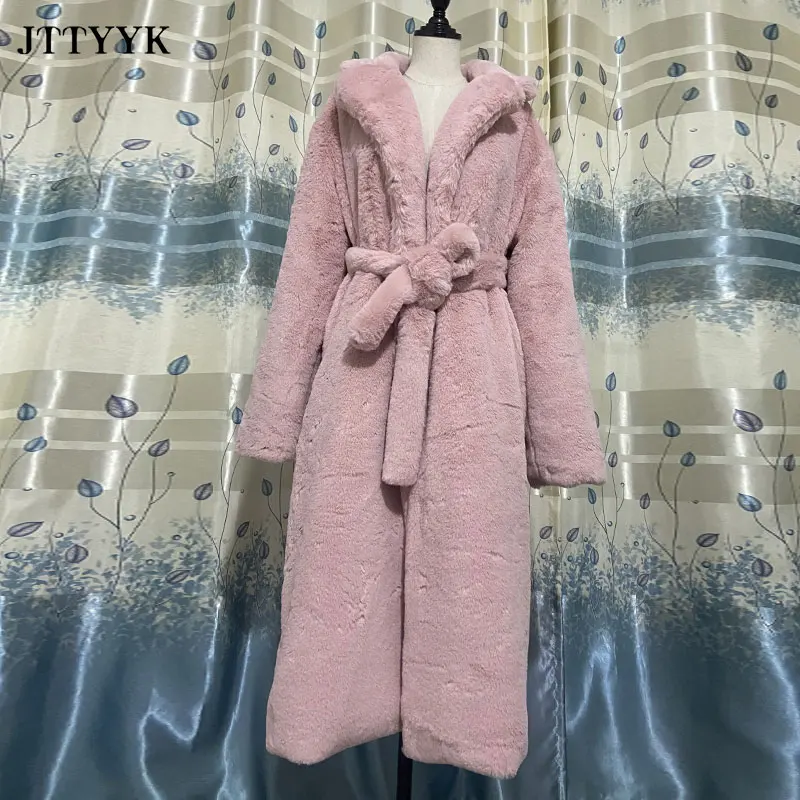 Jaqueta de Inverno Jaqueta de Pele do Falso Cabolsa de Pele Cabolsas de Pelúcia com Cinto Parka Roupas Femininas Peludo Longo Lapela Cabolsa Grosso Quente Feminino 10 de pele lapela casaco grosso quente feminino casacos de pelúcia com cinto