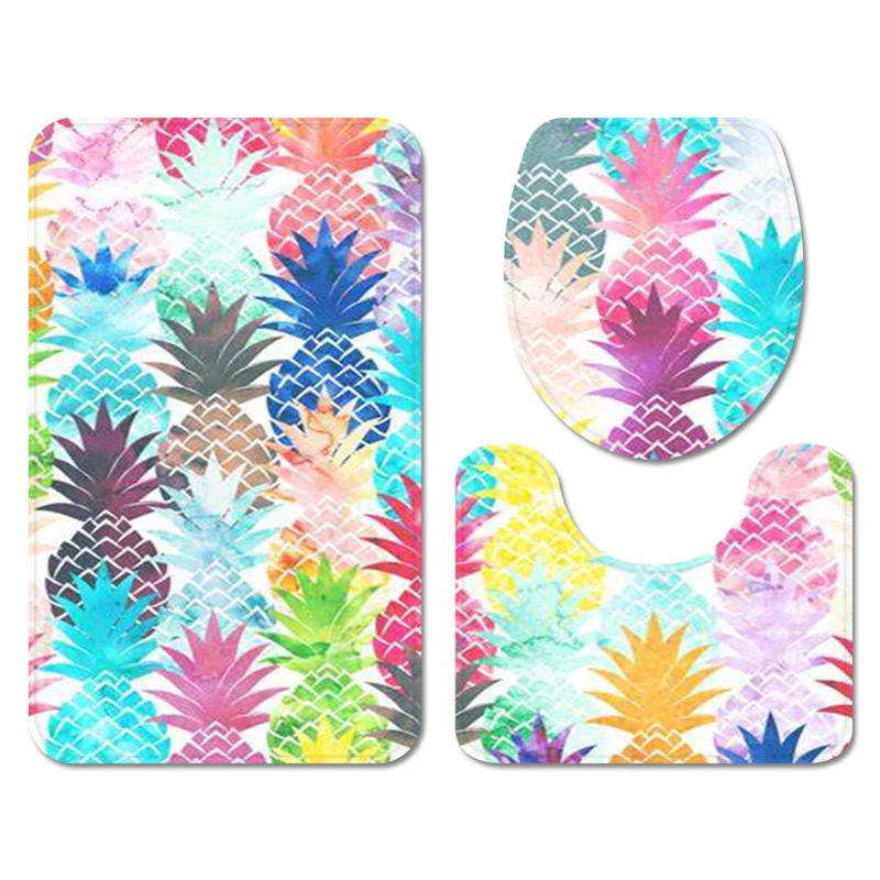 Коврик для ванной комплект из 3 предметов с рисунком ананаса коврик унитаза