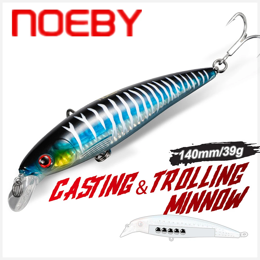 

NOEBY Floating Minnow Fishing Lure 140mm 39g Long Casting Wobblers Artificial Hard Bait for Pike Trolling Saltwater Fishing Lure