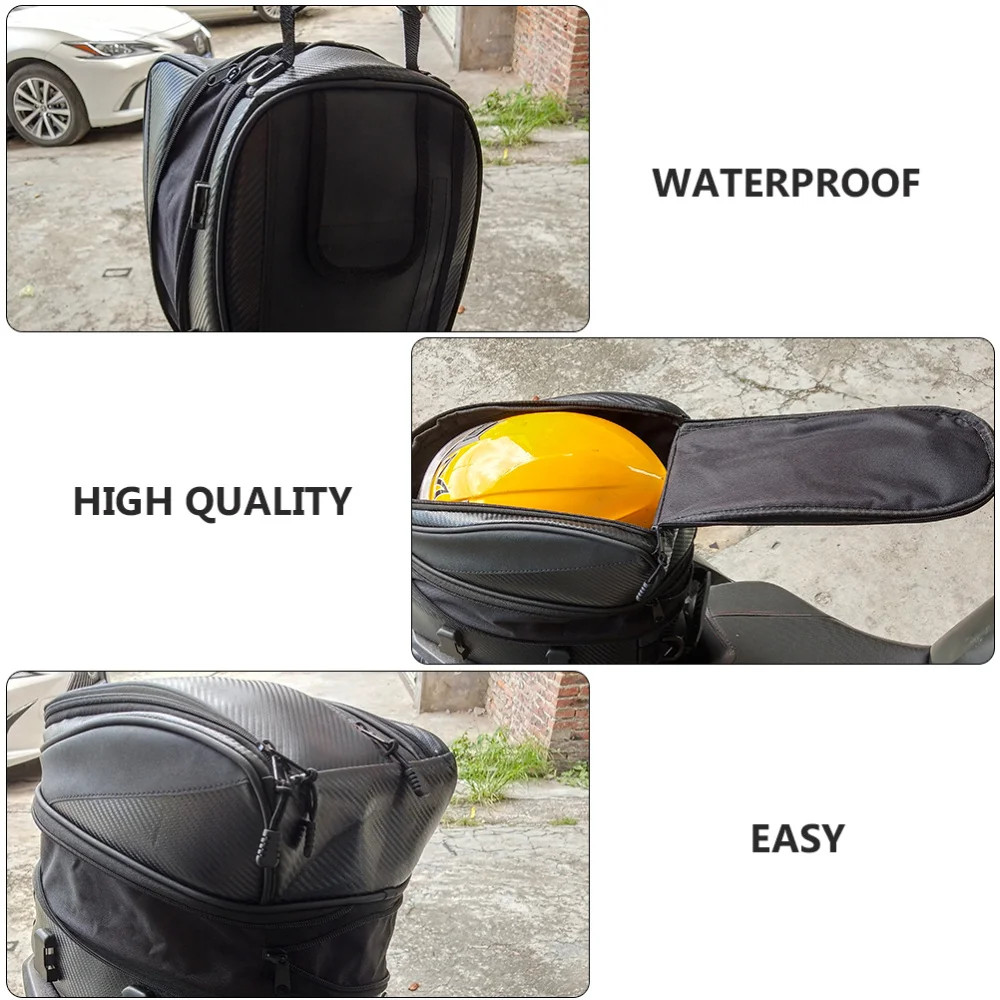 

Motorcycle Rear Seat Bag Waterproof Back Saddle Helmet Tail Luggage Bags Box