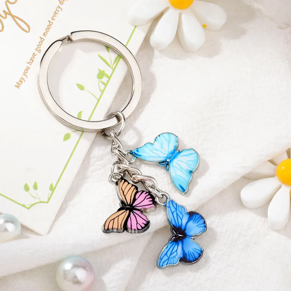 10PCS New Colorful Enamel Butterfly Keychain Insects For Women Car Purse Bag Rings Pendant Charms Accessories Jewelry Gifts | Украшения и