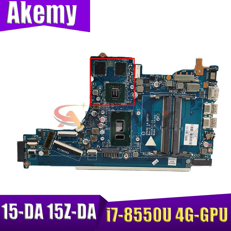 

For HP Pavilion 15-DA 15Z-DA Laptop Motherboard EPK50 LA-G07BP LA-G07CP With i7-8550U CPU 4G-GPU L20364-601 L20368-601 100% Test
